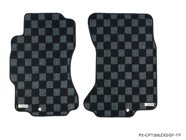 Phase 2 Motortrend (P2M) Checkered Race Carpet Floor Mats Set - Nissan Z32 300zx Coupe (1990-1996)