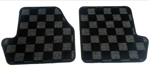Phase 2 Motortrend (P2M) REAR Checkered Race Carpet Floor Mats (Dark Grey) - Nissan 240sx S14 (1995-1998)