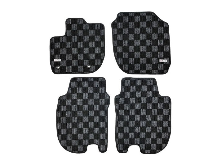 Phase 2 Motortrend (P2M) Checkered Carpet Race Floor Mats Front & Rear - Honda Fit GK/GH/GP (2015-2020)