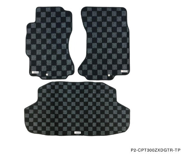 Phase 2 Motortrend (P2M) Checkered Race Carpet Floor Mats & Trunk Mat - Nissan Z32 300zx (1990-1996)