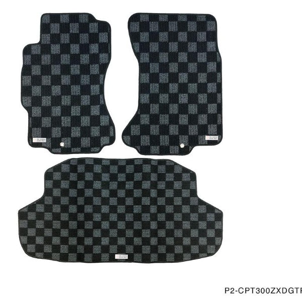 Phase 2 Motortrend (P2M) Checkered Race Carpet Floor Mats & Trunk Mat - Nissan Z32 300zx (1990-1996)