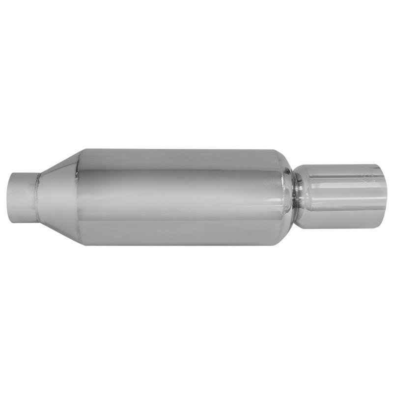 DC Sports Exhaust Muffler 2.5" Inlet Round Canister with 4" Straight Tip - Universal