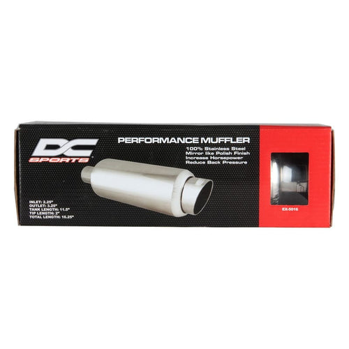 DC Sports Exhaust DC Sports Universal Round Muffler 2.5" Inlet-3.25" 5" Tip Slant Cut