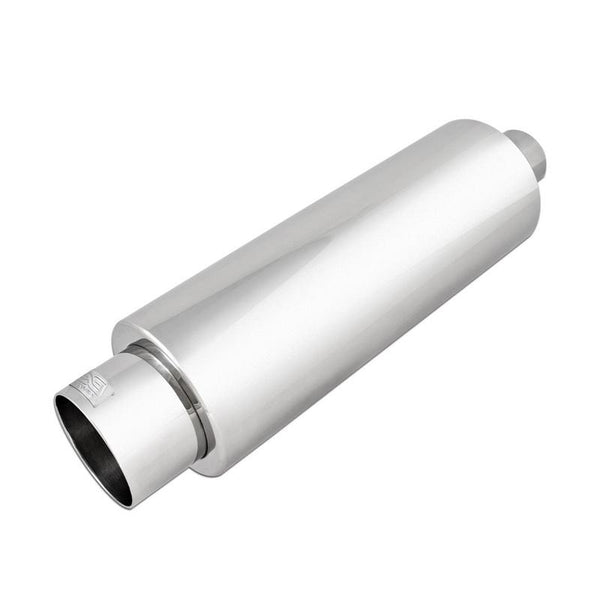 DC Sports Round Bolt-On Stainless Steel Muffler w/ Tip - 2.25" Inlet 3.75" Outlet Universal