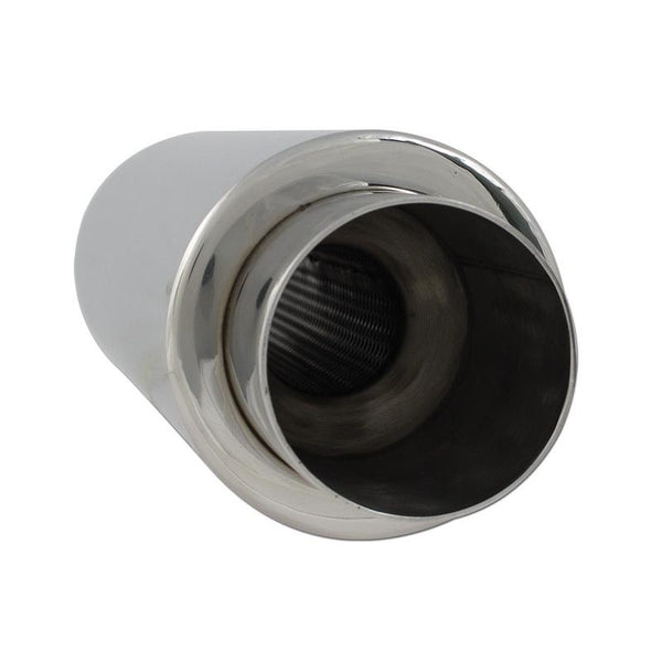 DC Sports Round Bolt-On Stainless Steel Muffler w/ Tip - 2.25" Inlet 3.75" Outlet Universal
