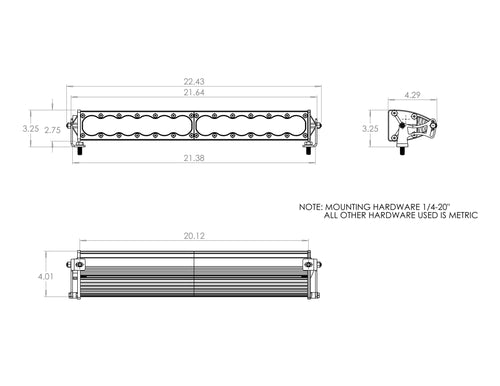 Baja Designs 20" Straight Amber OnX6+ Wide Driving LED Light Bar