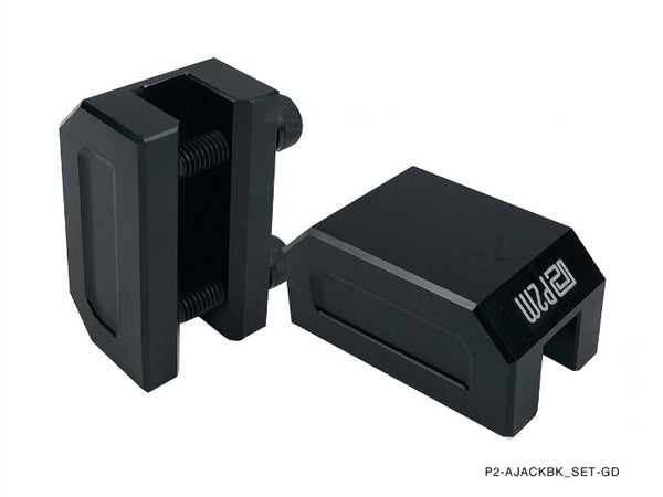 Phase 2 Motortrend (P2M) Black Aluminum Frame Rail Jack Adapters Set - Universal