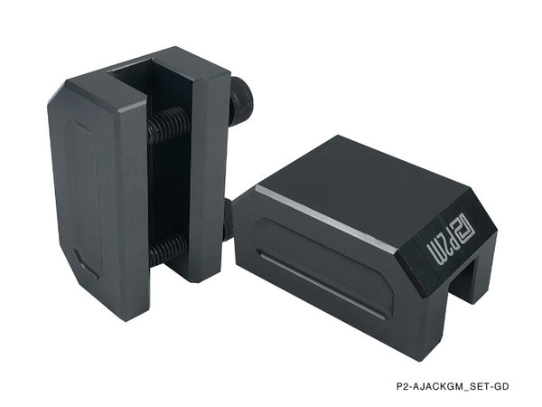 Phase 2 Motortrend (P2M) Gun Metal Aluminum Frame Rail Jack Adapters Set - Universal
