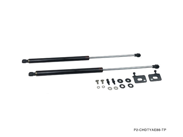 Phase 2 Motortrend (P2M) Carbon Fiber Series Engine Hood Bonnet Dampers Set - Toyota Corolla AE86