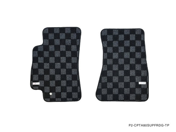 Phase 2 Motortrend (P2M) Front & Rear Checkered Carpet Floor Mats - Toyota Supra MKIV (1993-1998)