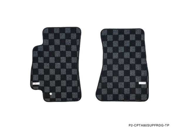 Phase 2 Motortrend (P2M) Front & Rear Checkered Carpet Floor Mats - Toyota Supra MKIV (1993-1998)