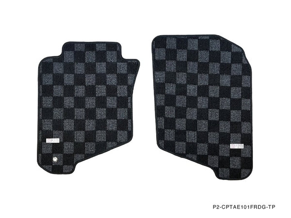 Phase 2 Motortrend (P2M) Front & Rear Checkered Carpet Floor Mats - Toyota Corolla AE101Corolla Sedan (1993-1998)