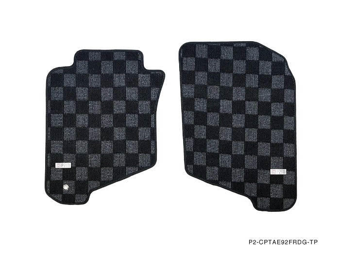 Phase 2 Motortrend (P2M) Front & Rear Checkered Carpet Floor Mats - Toyota Corolla AE92 Corolla GTS Coupe (1988-1992)