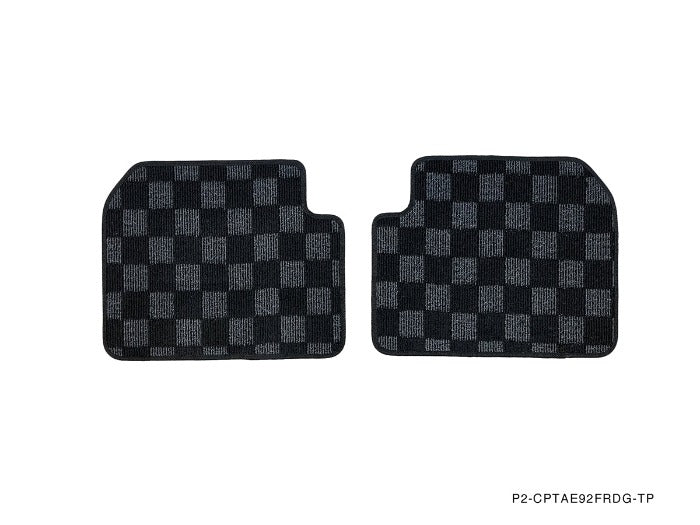 Phase 2 Motortrend (P2M) Front & Rear Checkered Carpet Floor Mats - Toyota Corolla AE92 Corolla GTS Coupe (1988-1992)