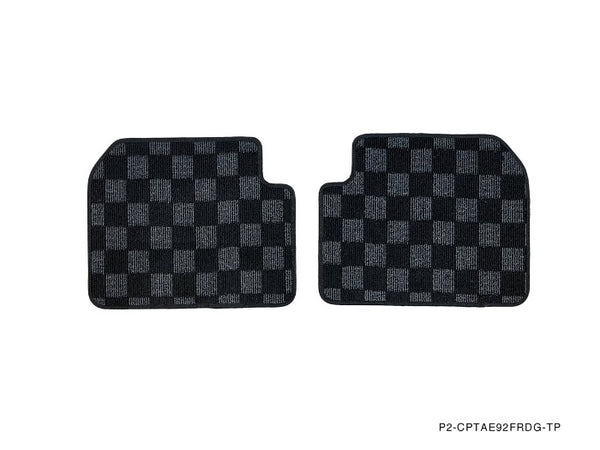 Phase 2 Motortrend (P2M) Front & Rear Checkered Carpet Floor Mats - Toyota Corolla AE92 Corolla GTS Coupe (1988-1992)