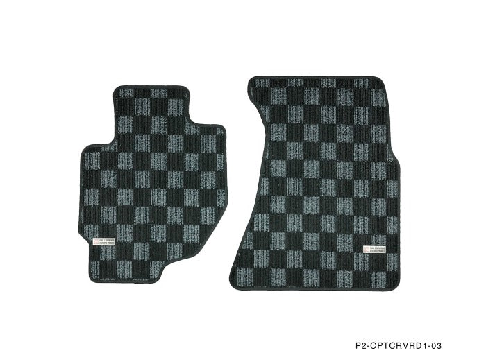 P2M Front & Rear Race Carpet Floor Mats - Honda CR-V Manual Transmission (1995-2001) - P2-CPTCRVRD1-5S-FRDG-TP