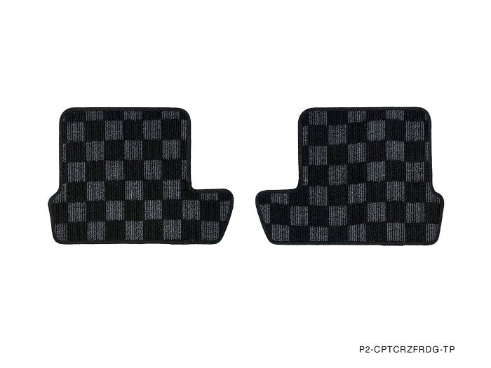 P2M Front & Rear Checkered Floor Mats - Honda CRZ ZF1 ZF2 (2010-2016) - P2-CPTCRZFRDG-TP