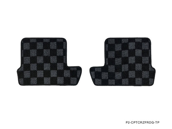 Phase 2 Motortrend (P2M) Front & Rear Checkered Carpet Floor Mats - Honda CRZ ZF1 ZF2 (2010-2016)