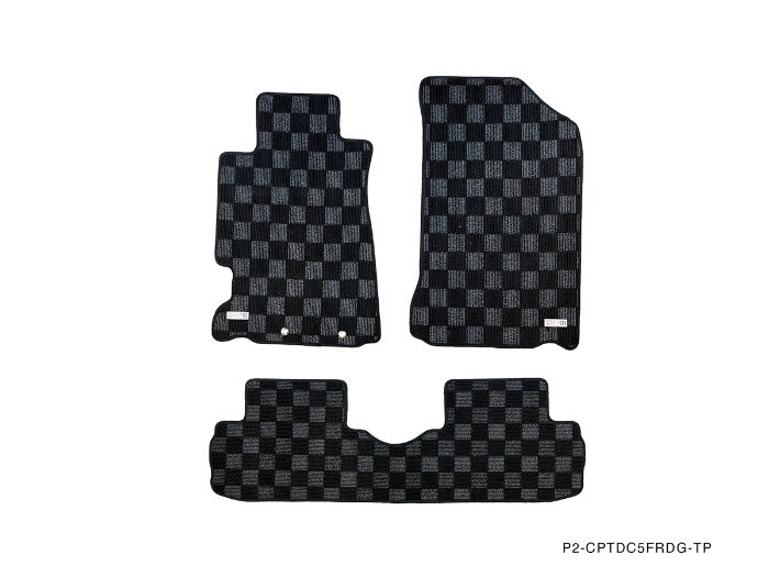 P2M Front & Rear Checkered Floor Mats - Acura RSX DC5 (2001-2006) - P2-CPTDC5FRDG-TP