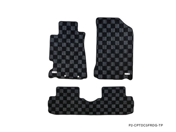 Phase 2 Motortrend (P2M) Front & Rear Checkered Carpet Floor Mats - Acura RSX DC5 (2001-2006)