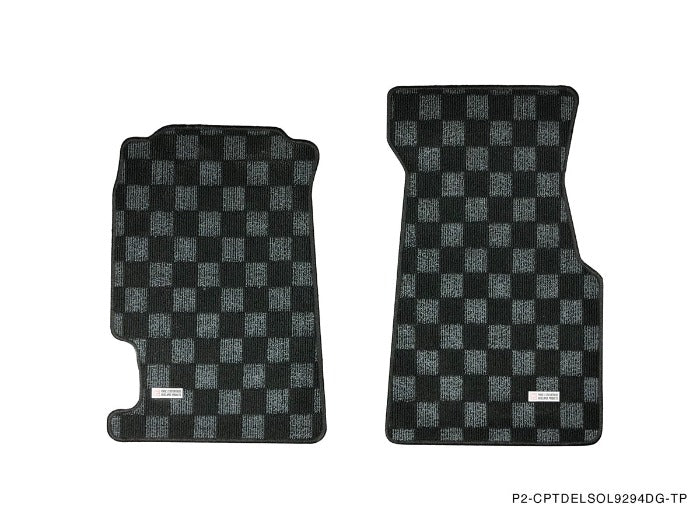 P2M Checkered Floor Mats Set - Honda Civic Del Sol (1995-1998) - P2-CPTDELSOL95+DG-TP