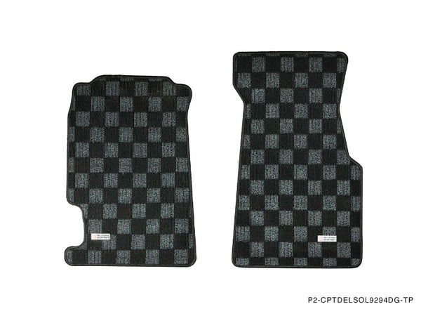 Phase 2 Motortrend (P2M) Checkered Flag Race Carpet Floor Mats Set - Honda Civic Del Sol (1995-1998))