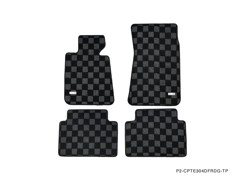 Phase 2 Motortrend (P2M) Front & Rear Checkered Carpet Floor Mats - E30 3 Series 2/4 Door Models