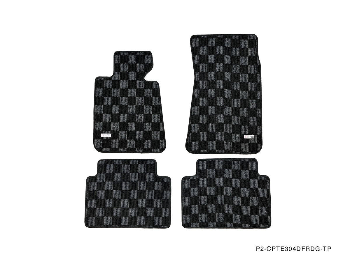 Phase 2 Motortrend (P2M) Front & Rear Checkered Carpet Floor Mats - E30 3 Series 2/4 Door Models