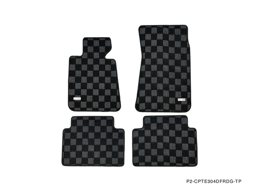 Phase 2 Motortrend (P2M) Front & Rear Checkered Carpet Floor Mats - E30 3 Series 2/4 Door Models