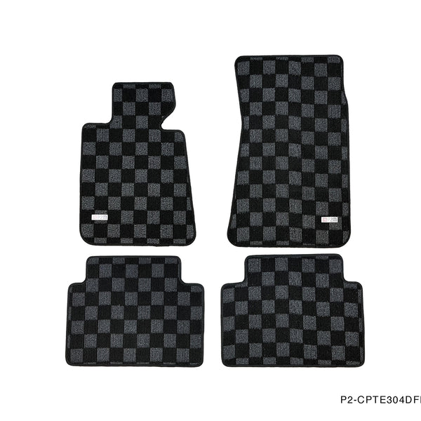 Phase 2 Motortrend (P2M) Front & Rear Checkered Carpet Floor Mats - E30 3 Series 2/4 Door Models