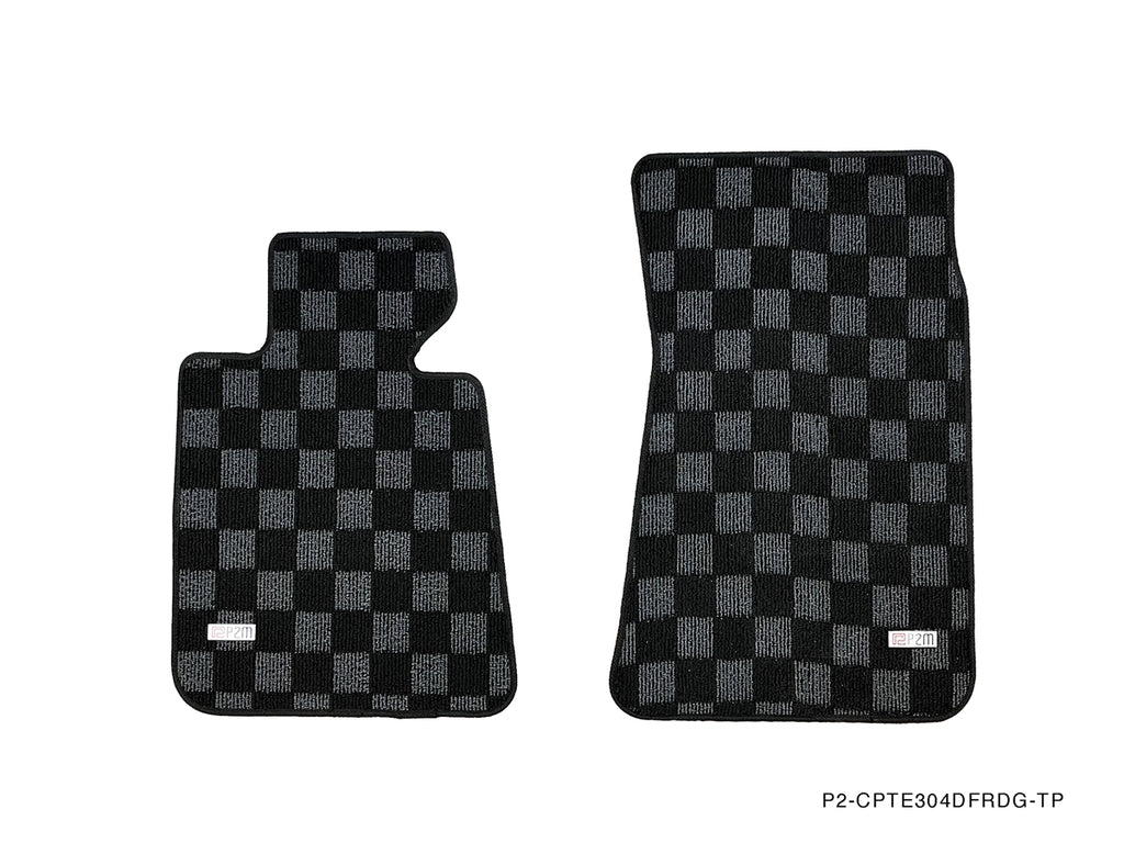Phase 2 Motortrend (P2M) Front & Rear Checkered Carpet Floor Mats - E30 3 Series 2/4 Door Models