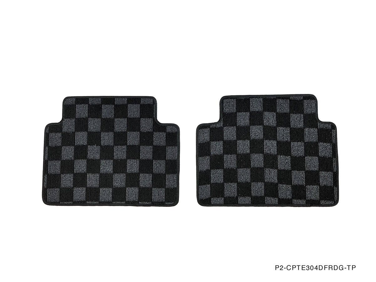 P2M Front & Rear Checkered Floor Mats - E30 3 Series 2/4 Door Models - P2-CPTE30FRDG-TP