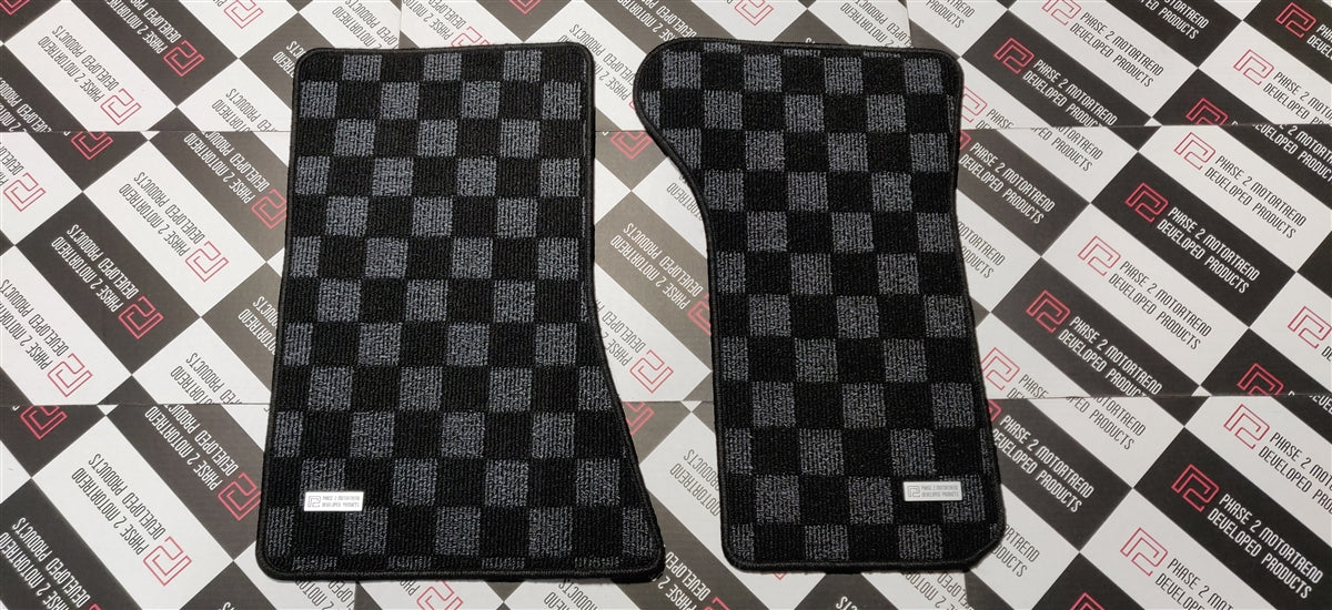 Phase 2 Motortrend (P2M) Checkered Race Carpet Floor Mats - Mazda RX-7 FC3S (1986-1990)