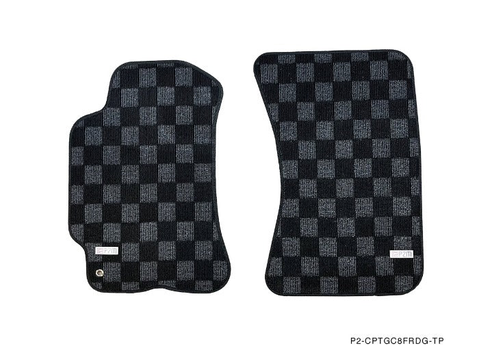 Phase 2 Motortrend (P2M) Front & Rear Checkered Carpet Floor Mats - Subaru Impreza WRX GC8 (1993-2001)