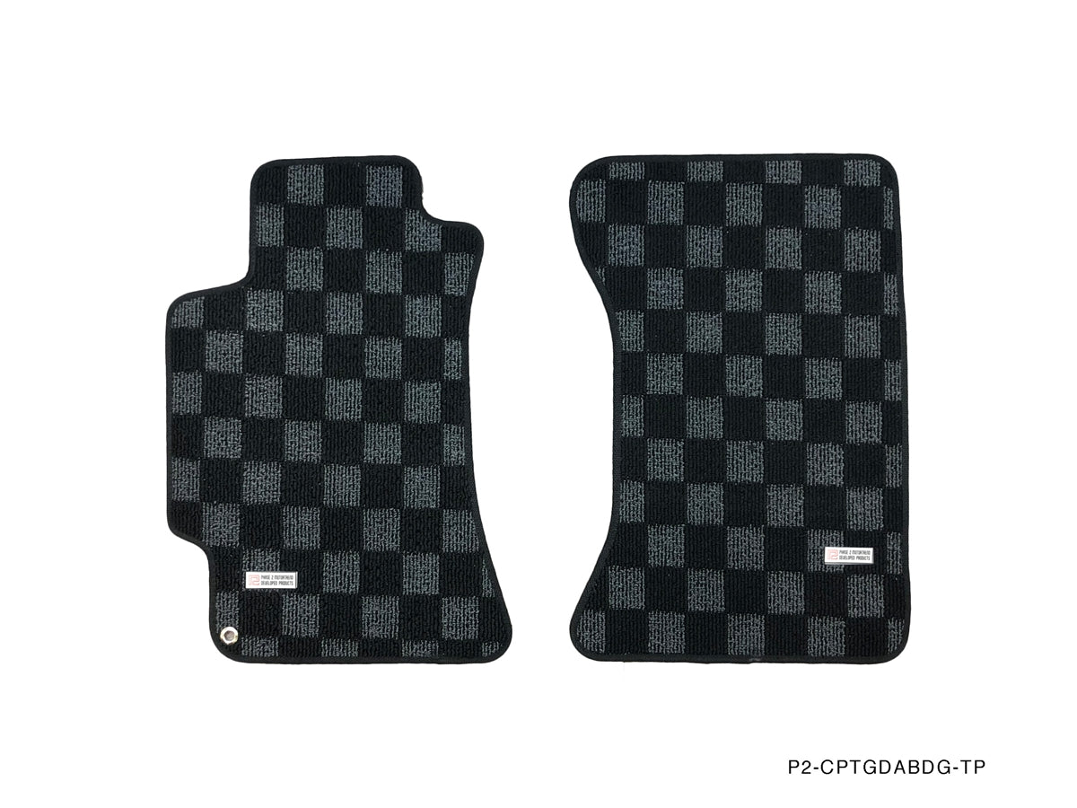 P2M Front & Rear Checkered Floor Mats (Dark Grey) - Subaru WRX & STI (2002-2007) GDA GDB - P2-CPTGDABDG-TP