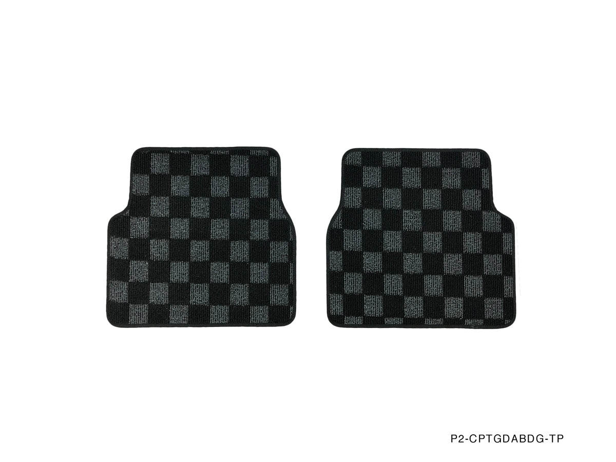 P2M Front & Rear Checkered Floor Mats (Dark Grey) - Subaru WRX & STI (2002-2007) GDA GDB - P2-CPTGDABDG-TP