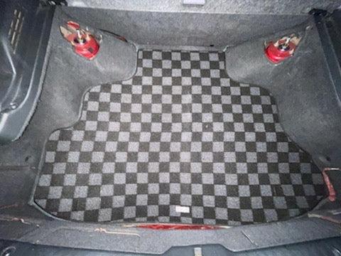 Phase 2 Motortrend (P2M) Checkered Flag Race Rear Carpet Trunk Mat - Nissan 180sx 240sx S13 Hatchback (1989-1994)