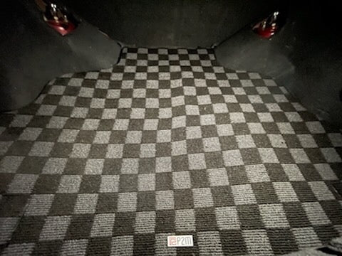 Phase 2 Motortrend (P2M) Checkered Flag Race Rear Carpet Trunk Mat - Nissan 180sx 240sx S13 Hatchback (1989-1994)