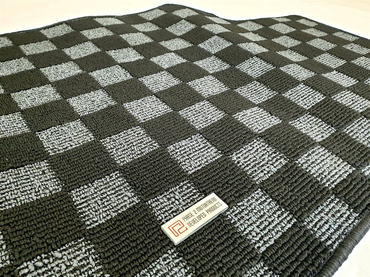 Phase 2 Motortrend (P2M) Checkered Race Carpet Trunk Mat (Dark Grey) - Nissan 240sx S14 (1995-1998)