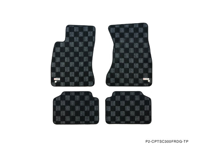 P2M Front & Rear Checkered Floor Mats - Lexus SC300 SC400 Z30 (1991-2000) - P2-CPTSC300FRDG-TP
