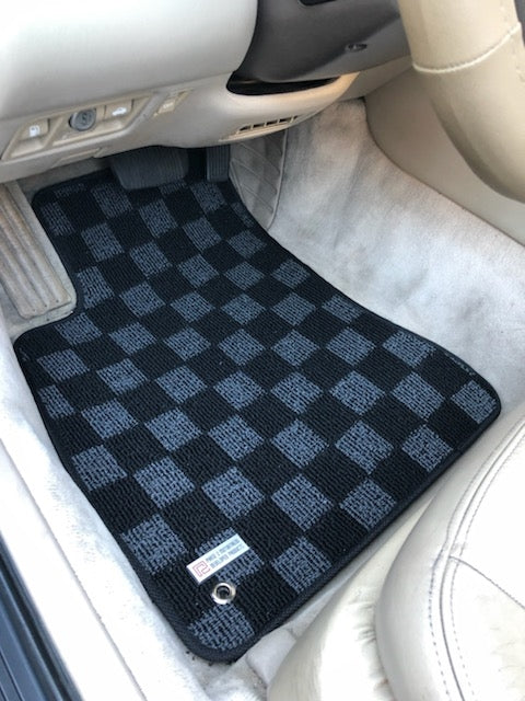 P2M Front & Rear Checkered Floor Mats - Lexus SC300 SC400 Z30 (1991-2000) - P2-CPTSC300FRDG-TP