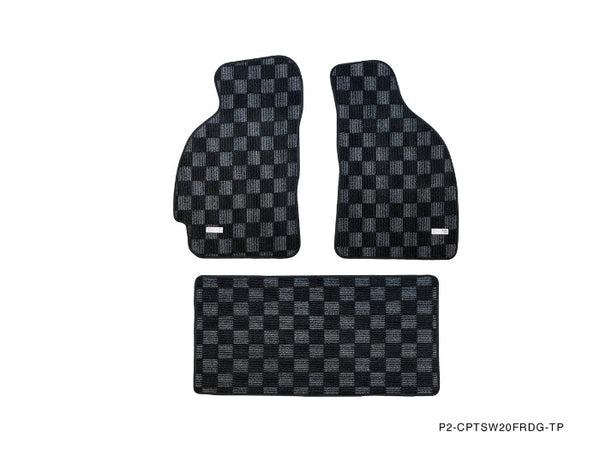 Phase 2 Motortrend (P2M) Checkered Flag Race Carpet Floor Mats Front & Trunk - Toyota MR-2 SW20 (1990-1995)