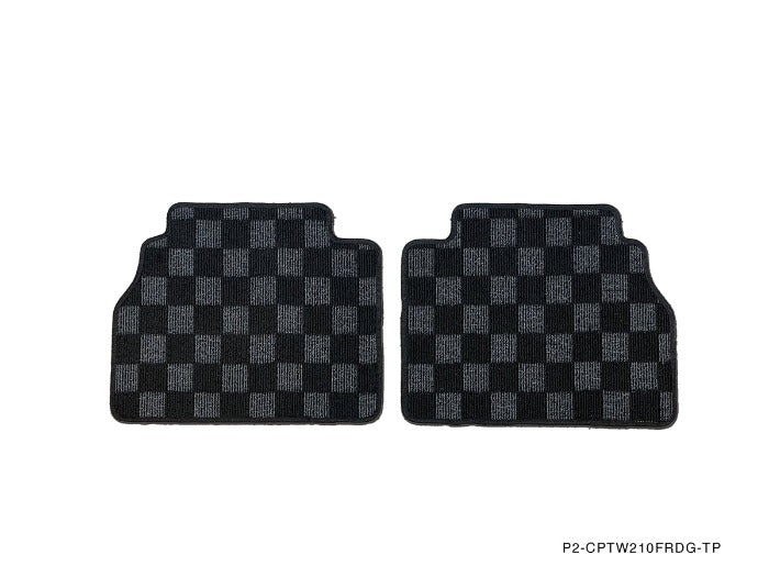 Phase 2 Motortrend (P2M) Front & Rear Checkered Flag Carpet Floor Mats - Mercedes E Class W210 (1996-2002)