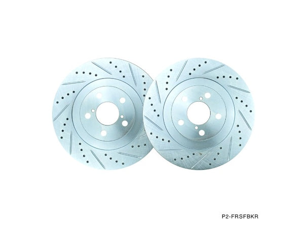 Phase 2 Motortrend (P2M) Zinc Coated Slotted Drilled Front Brake Rotors - Toyota 86 GT86 (2016+)