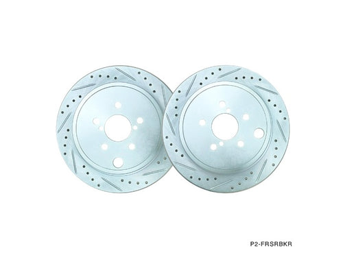 Phase 2 Motortrend (P2M) Zinc Coated Slotted Drilled Rear Brake Rotors - Scion FR-S (2012-2016)