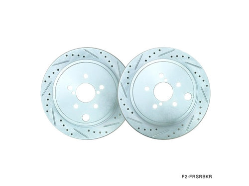 Phase 2 Motortrend (P2M) Zinc Coated Slotted Drilled Rear Brake Rotors - Toyota 86 GT86 (2016+)