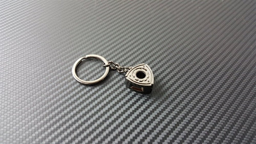 Phase 2 Motortrend (P2M) Black Chrome Metal Valve Cover Keychain - Mazda Rotary Engine