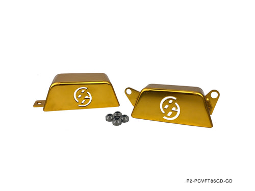 Phase 2 Motortrend (P2M) Aluminum 2 PC FT86 Pulley Cover Kit Gold - 86 GT86 BRZ FR-S