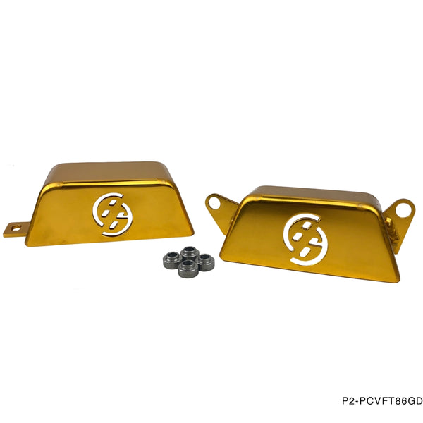 Phase 2 Motortrend (P2M) Aluminum 2 PC FT86 Pulley Cover Kit Gold - 86 GT86 BRZ FR-S