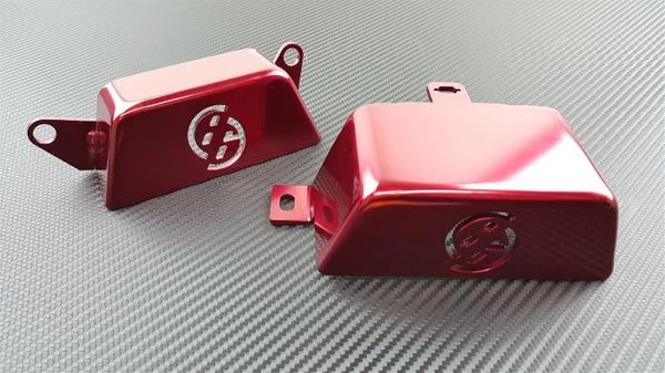 Phase 2 Motortrend (P2M) Aluminum 2 PC FT86 Pulley Cover Kit Red - 86 GT86 BRZ FR-S